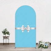 Aperturee - Aperturee White Bow Tiffany Blue Birthday Arch Backdrop